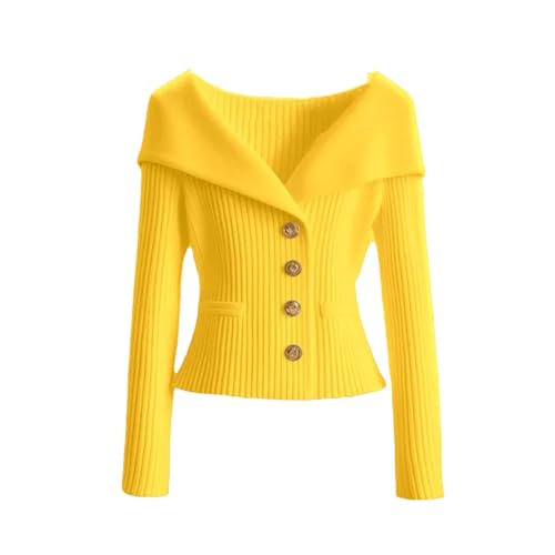 Women Button Down Cardigan Sweater Long Sleeve Casual Coat Fashion Warm Knitted Sweater Jacket
