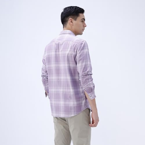 Image of BASICS 100% Cotton Checked Shirt for Men | Slim Fit | Everyday Smart Casual Wear | Full Sleeve