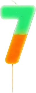 Talking Tables Orange and Green Number 7 Candle for Cakes | Colourful Birthday Cake Topper Decorations for Kids Party, Boys 7th, 17th, Girls, Anniversary, Milestone