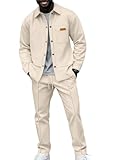 Oanviso Survêtement Homme 2 Pièces Ensemble Veste Sweat et Pantalon Jogging Combinaison Pull Tenue de Sport Manteau Blouson Pantalons A Kaki M