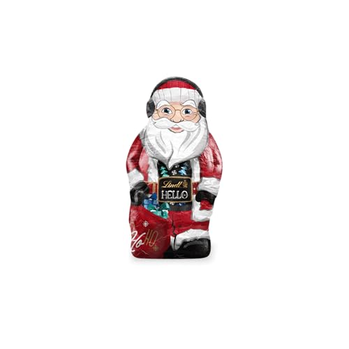 Lindt Schokolade | HELLO Xmas Santa | 80g | lustiger Weihnachtsmann aus zarter Vollmilch-Schokolade | festliche Weihnachtsfigur zum Verschenken oder selber genießen in der Weihnachtszeit