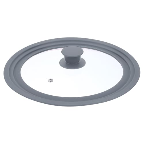 sourcing map 1Pcs Universal Lid for Pot Fit 9.5, 10, 11 Inch Diameter Cookware, Replacement Pan Lids with Heat Resistant Silicone Rim, Steam Vent Pan Lid for Pots, Frying Pans, Skillets, Gray