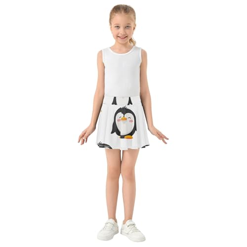 Athletic Shorts for Girls Skorts Kids Tennis Skirts Cute Comfy Cheer Skirt Cartoon Penguins White 3t3