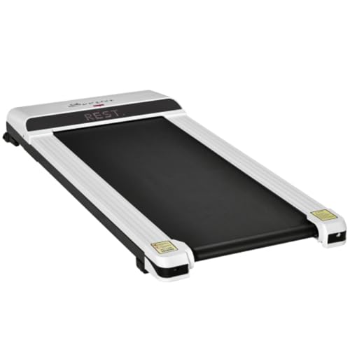Image of Portable Walking Mat, Under Desk Treadmill with Foldable Wheels, Remote Control, LED Display, 264 Lbs Weight Capacity, White