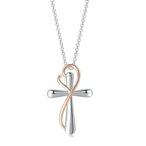 Collier argent 925 anti-ternissement croix cœur infini pour peaux sensibles