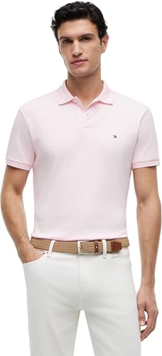 Tommy Hilfiger Herren Poloshirt Kurzarm Liquid Cotton mit Knopfleiste, Rosa (Pink Lily), XS – Ansicht 1
