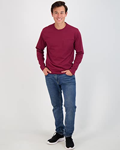 Real Essentials Pacote com 3 camisas masculinas grandes e altas de algodão com ajuste seco, manga co