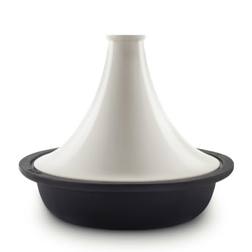 La Fonderie 1890 Tajine Induction Tous Feux en fonte émaillée ASILAH, Bol en fonte, Couvercle en céramique, Tajines et Couscous, Capacité 2,5 L, Beige