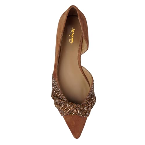 XYD Women D'Orsay Pointed Toe Flats Rhinestone Bowknot Slip On Dating Shopping Dress Shoes3