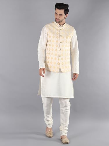 Image of Uri and MacKenzie Men's Silk Blend Kurta Pajama with Designer Ethnic Nehru Jacket /Modi Jacket