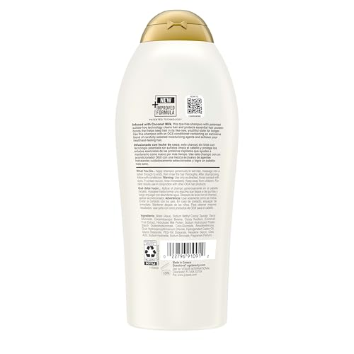 OGX Nourishing + Coconut Milk Shampoo, Hydrating & Restoring Shampoo Moisturizes for Soft Hair After the First Use, Paraben-Free, Sulfate-Free Surfactants, 25.4 fl. oz - image 7
