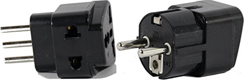 Plug in Solutions US to ITALY Travel Adapter Plug for USA/Universal to EUROPE Type E (C/F) & L AC Power Plugs Pack of 2