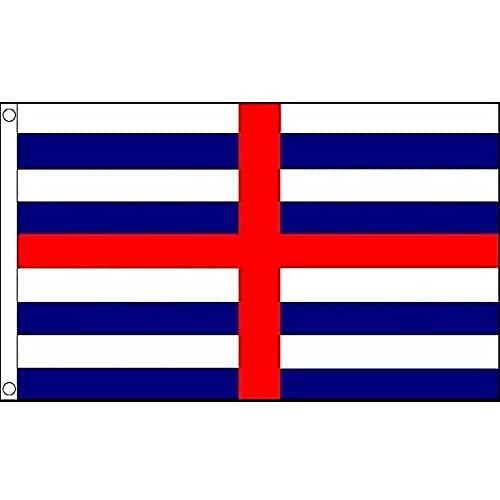 AZ FLAG, Striped Ensign Blue/White Flag, 3x5 Ft, 100D Polyester Bristish Historic Banner with Two Metal Grommets