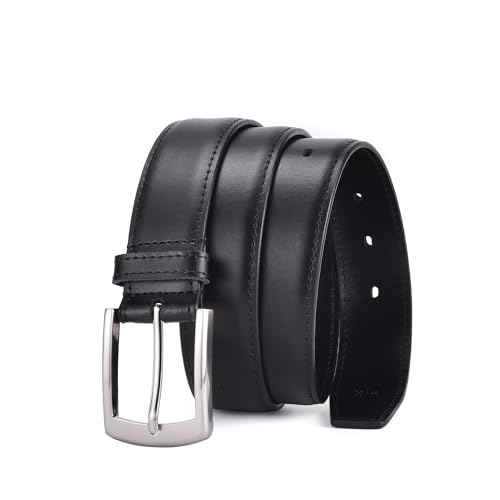 Weifert Men's Jeans Belts Casual and Work Leather Dress Belt (Black, (Fits Waist 32