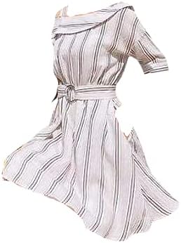 Amazon Co Jp ワンショルダー 夏ワンピ S 半袖 縦ストライプ 涼しい かわいい レトロ ミニワンピース 服 ファッション小物