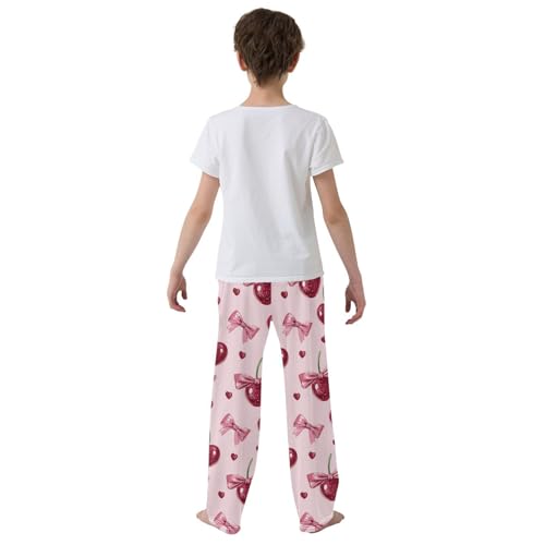 Pajama Bottoms, Cherries Bow Pajamas Pant Sleep Long Pants Lounge Wear Elastic Waist Sleepwear Pjs3