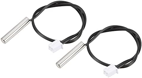 sourcing map 2pcs 100K Temperature Sensor Probe, Stainless Steel NTC Thermal Sensor Probe 30cm Digital Thermometer Extension Cable