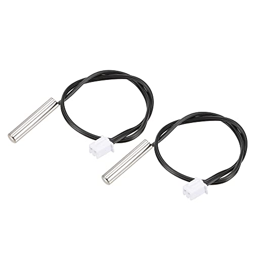 sourcing map 2Pcs 5K Sonde Capteur Température Acier Inoxydable NTC Sonde Capteur Thermique 200mm Thermomètre Numérique Câble Extension