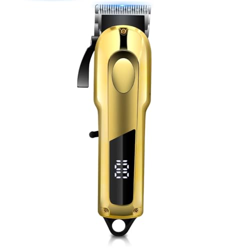 Cortapelos profesional para hombres con 4 peines guía, kit de corte de pelo y recortadora de hoja en T sin huecos, juego de cortadora de peluquería recargable con pantalla LED para regalos para