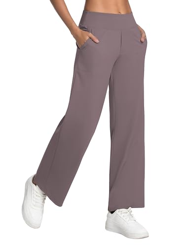 Image of BUBBLELIME Women High Waist Wide Legs Yoga Pants Loose Sweatpants Pockets | 29 inch /31 inch /33 inch /35 inch /37 inchInseam,2 Styles / Dress /Basic,Lounge,Comfy,Stretch Casual Work