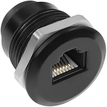 QIANRENON RJ12 Threaded Fixing Mounting Telephone Socket Adapter CAT3 RJ12 6P6C Female to Female Flush Mount Connector, for Voice Communication Telephone Modem