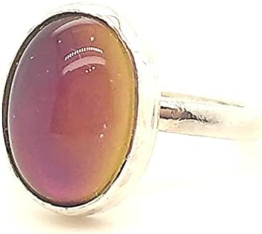 Handmade Mood Ring Sterling, Size N, Oval Silver Mood Ring, Mood Stone Ring, Sterling Mood Ring, Vintage Mood Ring, Color Change Ring, Color Changing Ring