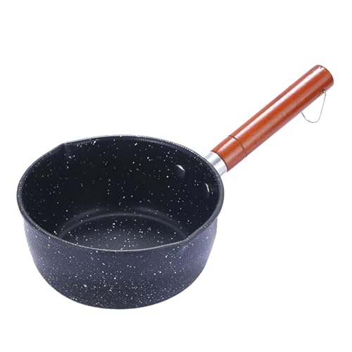 Sauce Pan Soup Pot with Pour Spout Milk Saucepan Wooden Handle Sauce Pan 14cm for Home Kitchen