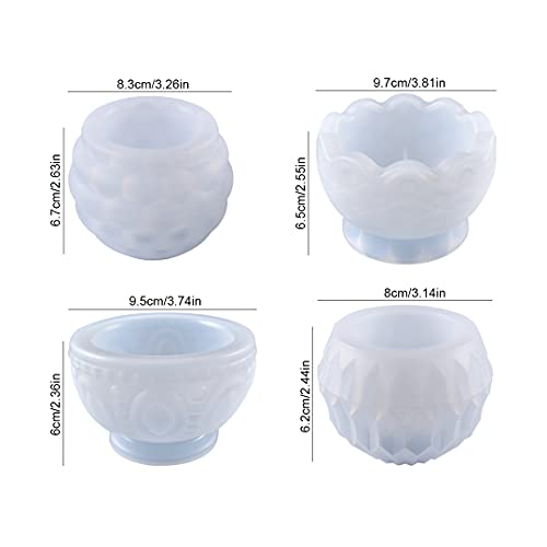 Mcckle 4Pcs Tealight Candle Holder Resin Molds Succulent Planter Silicone Molds For Resin Epoxy Casting Mold For Diy Candlestick Jewelry Box Flower Pot Wedding Home Table Decor #TOP1