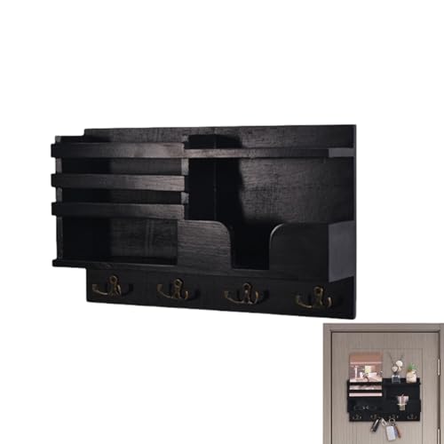 Organizador decorativo de entrada, estantes flotantes de madera, organizador de pared con ganchos, estante de pared de granja para entrada, estantes de pared de madera, estantes flotantes rústicos, - imagen 9