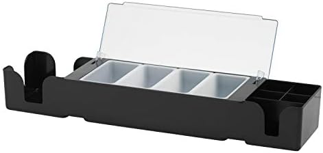 We Can Source It Ltd - Plastic Bar Centre 4 Compartment Black Garnish Condiment Dispenser Bar Pub