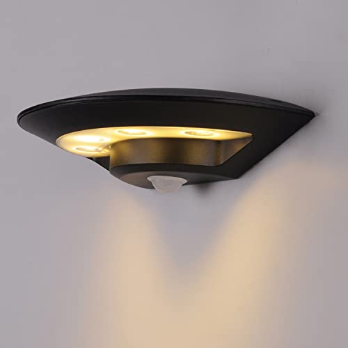 TWSXTE LED Luz de pared para exteriores Impermeable IP55 12W Iluminación de pared para exteriores Lámpara de aluminio resistente a la intemperie (con detector de movimiento) Cover