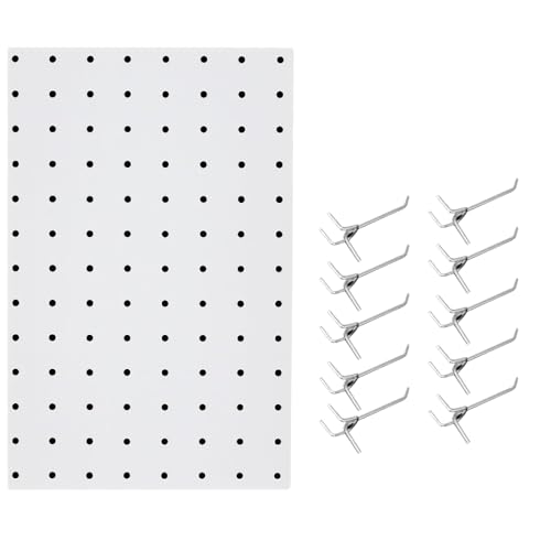 Kit Chapa Perfurada Eucatex 120 x 60 cm Branco Cristal + 10 Ganchos de 10 cm