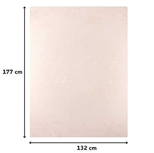 Celebright Christmas Tablecloth - Rectangular 52 x 70 inches (132 x 178 cm) - Ideal for 4-6 Dinner Place Settings - Blizzard Snowflake Embossed Design - Cream