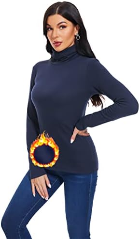 TAIPOVE Navy Turtleneck Thermal Sweater Womens Long Sleeve Turtle Neck Top Fleece Lined Pullover Ribbed Cotton Undershirt 2XL