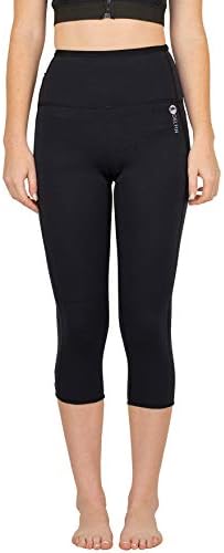 Delfin Women's Heat Maximizing Neoprene Workout Capri, Black, L