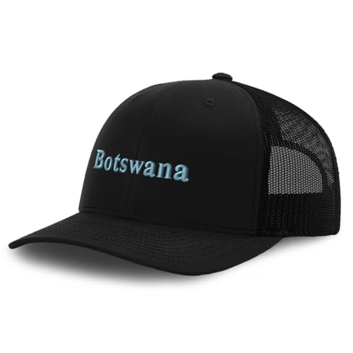 Speedy Pros Mesh Cap Hat Embroidered Botswana Chobe Setswana Gaborone Trucker Hats for Men & Women Cotton Black Design Only