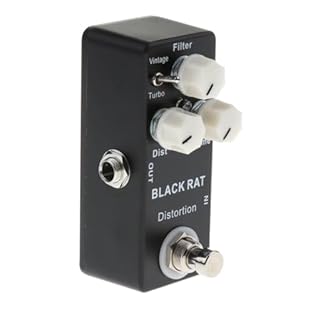 Rubber pads on the backside is anti-skid, which enhances the stability and avoids friction Mini size, durable aluminum alloy body Black Rat Distortion Guitar Effect Pedal for Guitar Parts Accessories LED indicator shows the status of effect Classic d...
