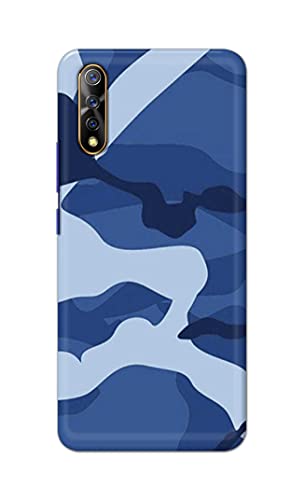 Image of Printed Hard Back Cover Case for Vivo S1 | Vivo Z1x Back Cover (Army Blue Pattern) -1302