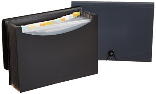 Amazon Basics Expanding Organizer File Folder, Letter Size - Black & Gray, 2-Pack and Stapler with 1250 Staples, Office Stapler, 25 Sheet Capacity, Non-Slip, Black view 2