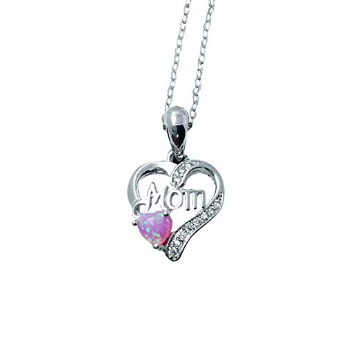 LOSTOX Heart Love Mom Pendant Necklace, Dainty Initial Necklace for Women Mama Aunt Grandma Mother's Day Birthday Gift