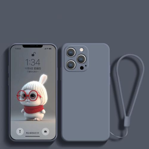 Coque silicone mignonne de luxe pour iPhone 13 Mini gris bleu