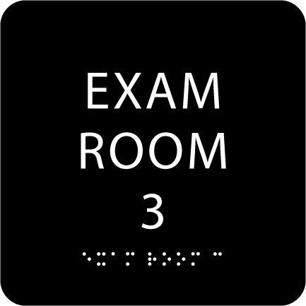 ADA Central Signs6" X6" Exam Room 3 Sign - ADA Compliant Tactile Graphics Grade 2 Braille Text Acrylic Wall Signs - Educational Institution Directional Assistance Test Center Door Sign for Schools