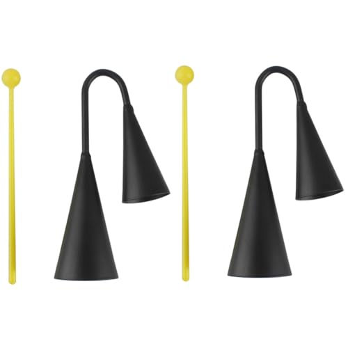 ORFOFE 2 set Campanacci in Metallo Nero Opaco con Battente Strumento Percussione per Doppio Orecchio Campanaccio Sicuro e Resistente per Giochi e Allenamento all Aperto