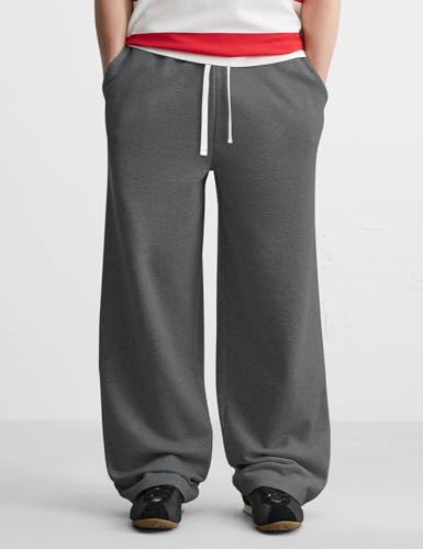 Image of HeSaYep Men's Baggy Sweatpants Cotton Fleece Wide Leg Sweat Pants