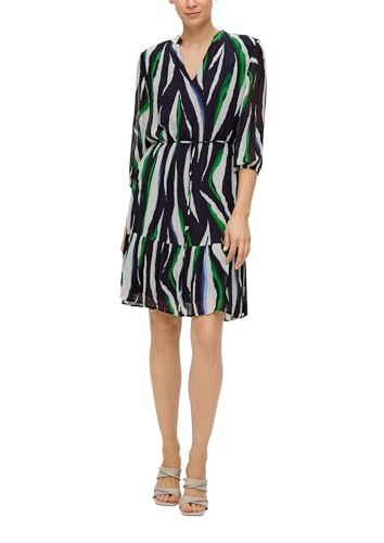 s.Oliver Damen 2142607 Volantkleid, 59A2 blau|Mehrfarbig, 42