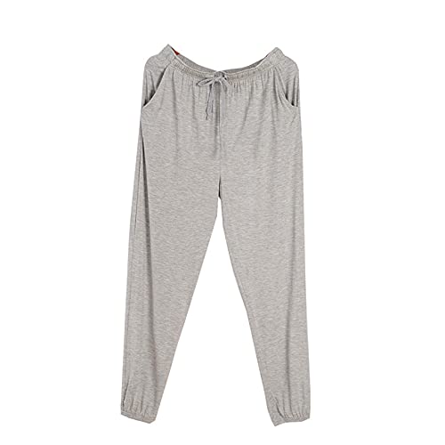 Calças de pijama para homem, calças finas de verão, calças com cordão, calças de pijama moderno, podem ser usadas fora de casa, cinza, L