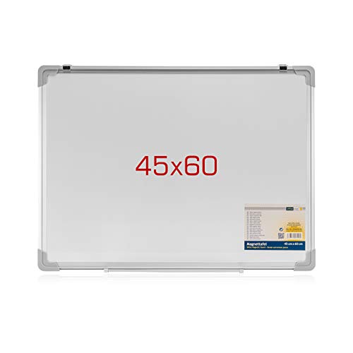 Whiteboard magnetisch OFFICE POINT | beschreibbar | Magnettafel weiß | Schreibtafel | Wandhalterung & Stiftablage | abwischbar | 60x45 cm (1) Cover