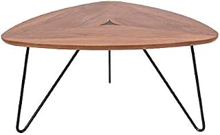 Amazon Brand - Rivet Triangular Coffee Table, 40.6 x 83.05 x 81.02 cm, Walnut Veneer with Black Metal legs