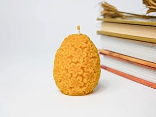 Flower Egg Beeswax Candle | Christmas Gift | Handmade Beeswax Candles | Indoor Outdoor Decoration | Egg Shaped Candle | Easter Egg Gift