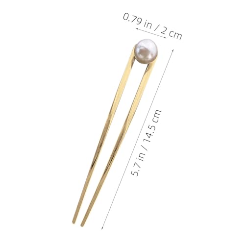 Épingles à cheveux en forme de U en bois accessoire chignon avec perles - 4
